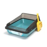 Nobleza Kattenbak met spatrand en kattenbakschep blauw S