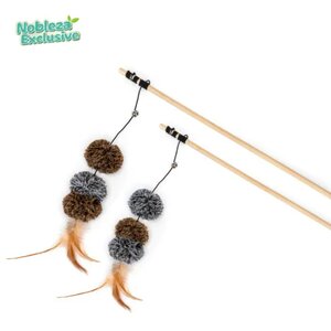 Nobleza exclusieve katten speelhengel met pluche ballen en veren