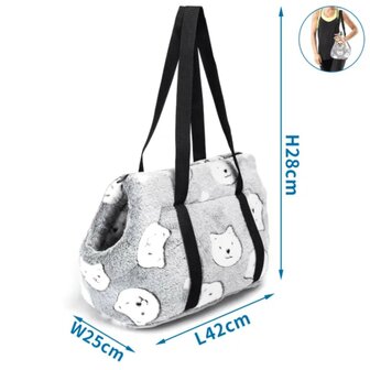 Nobleza Fluffy draagzak met ijsbeer print grijs M