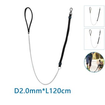 Nobleza Elastische hondenriem met ketting S