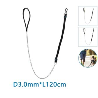 Nobleza Elastische hondenriem met ketting M