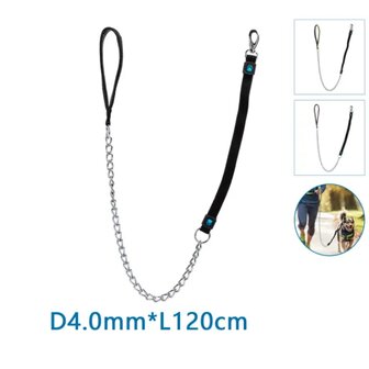 Nobleza Elastische hondenriem met ketting L