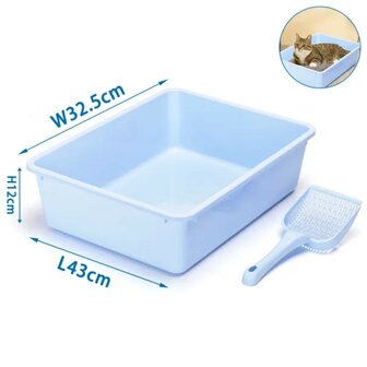 Nobleza Open kattenbak met schepje blauw