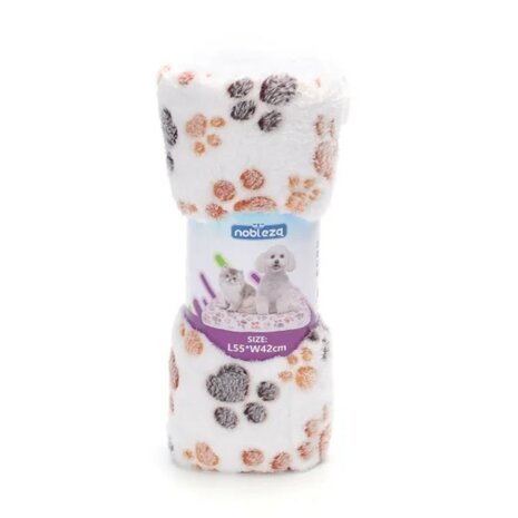 Nobleza Dubbelzijdig flanellen deken met pootprint S