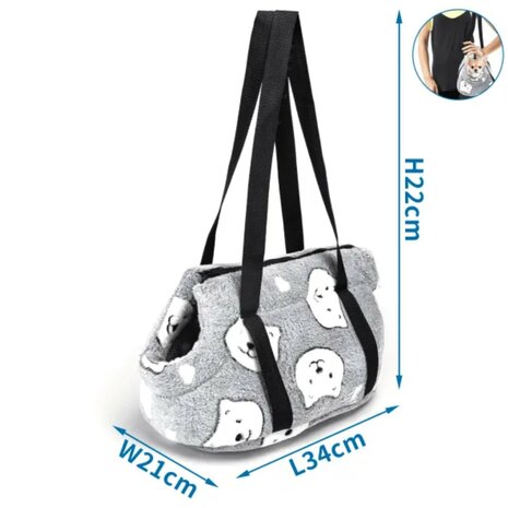 Nobleza Fluffy draagzak met ijsbeer print grijs S
