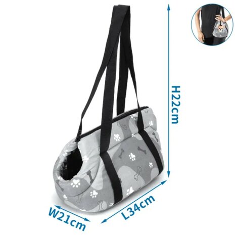 Nobleza Draagzak met poot en bot print grijs S