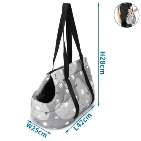 Nobleza Draagzak met poot en bot print grijs M