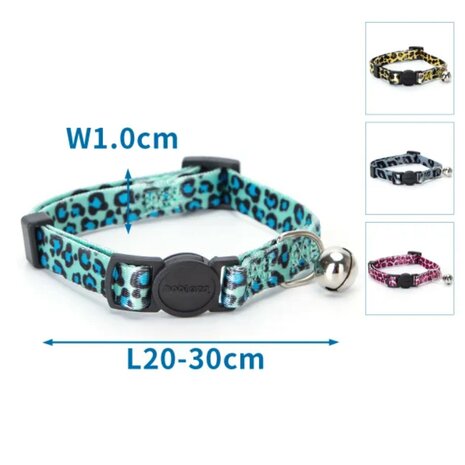 Nobleza Kattenhalsband met kliksluiting luipaardprint