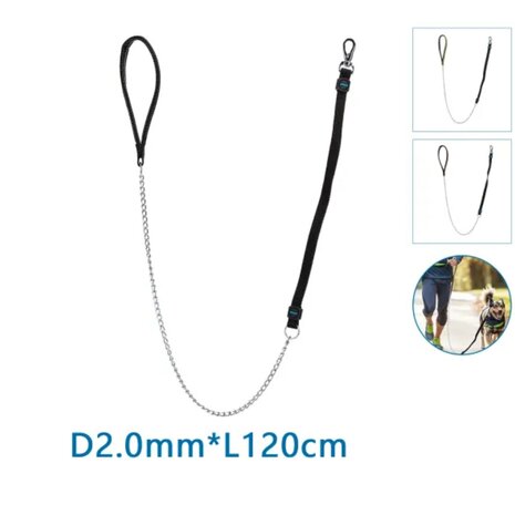 Nobleza Elastische hondenriem met ketting S