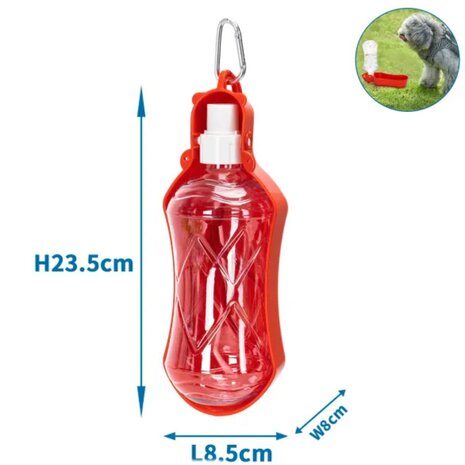 Nobleza Huisdierendrinkfles voor onderweg rood 518ml
