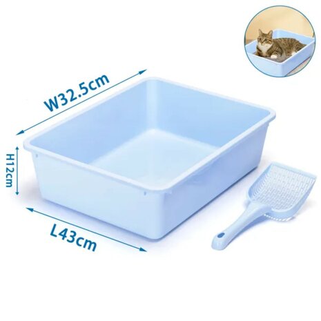 Nobleza Open kattenbak met schepje blauw